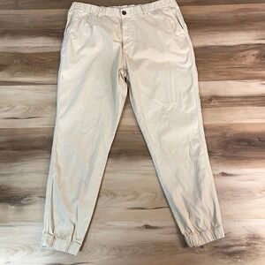 Bearbottom Cargo Jogger Pants Khaki Beige Mens XXL Elastic Waist Ankle